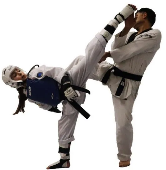 Zwei Taekwondo-Sportler beim Techniktraining